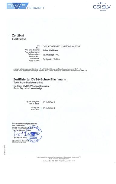 Zertifikat mit offiziellem Logo und Unterschrift, ausgestellt am 19. August 2021.